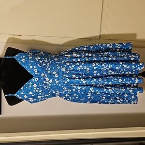 Shein Blue Floral Cottagecore Dress 1XL